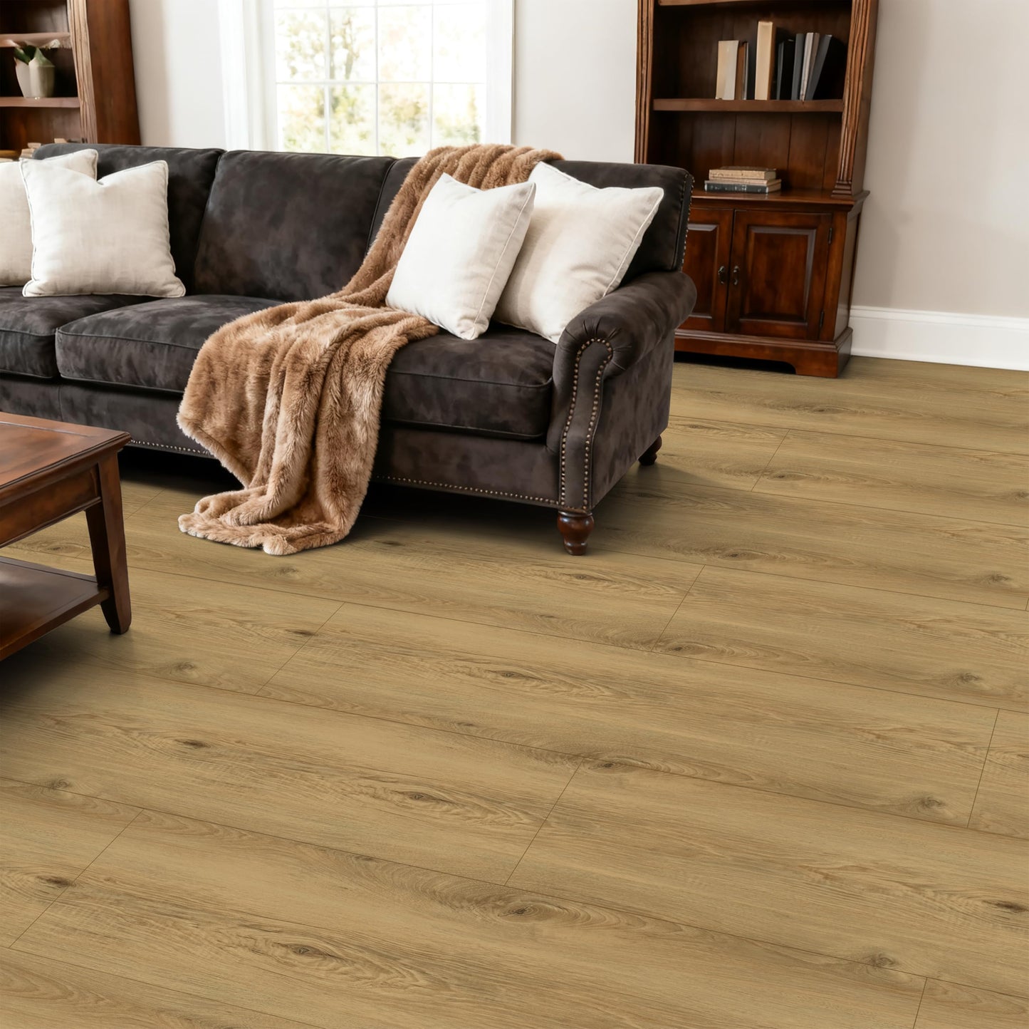 Dureidos Peel and Stick Floor Tile - Wood Vinyl Flooring Roll Waterproof for Kitchen and Bathroom - 11.8in X 137.8in Self Adhesive Floor Tiles Removable