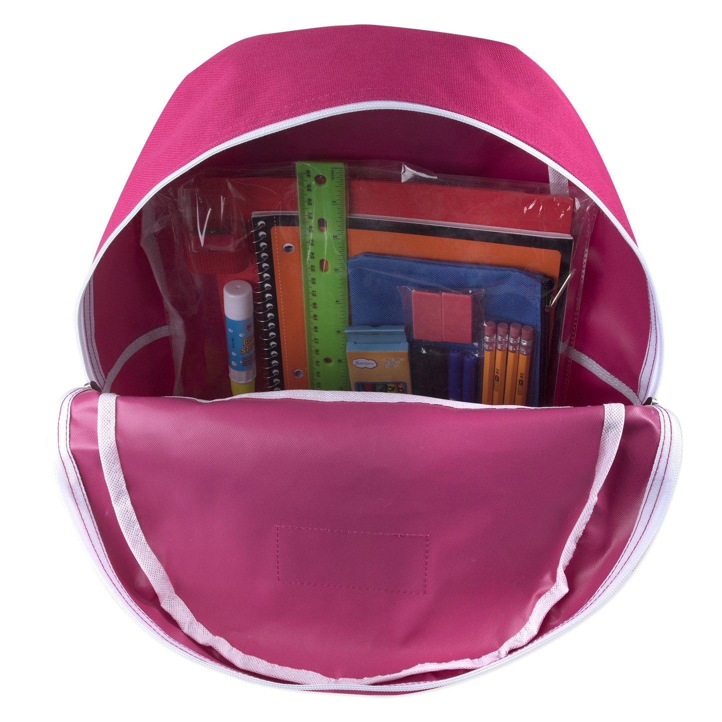 24 Pack Bulk Backpacks with School Supplies for Kids - Trailmaker Wholesale Backpack and School Supplies Kits (Girls Colors Pack)
