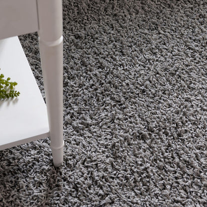 Unique Loom Solid Shag Collection Area Rug (5' 3" Round, Cloud Gray)