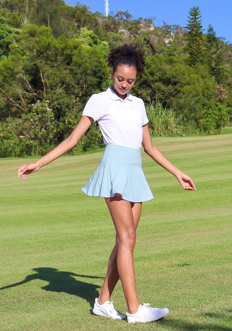 SANTINY Pleated Tennis Skirt for Women with 4 Pockets Women's High Waisted Athletic Golf Skorts Skirts for Running Casual (Sky Blue_XL)