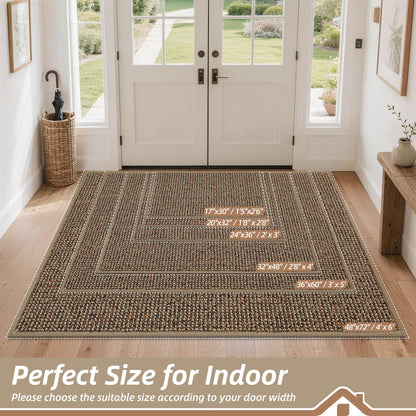 BEQHAUSE Dirt Trapper Door Mat 24" x 36", Non-Slip Washable Doormats Entrance Mat, Dirt Resistant and Absorbent Welcome Mat, Low Profile Floor Mats for Front Back Door and Entryway, Beige