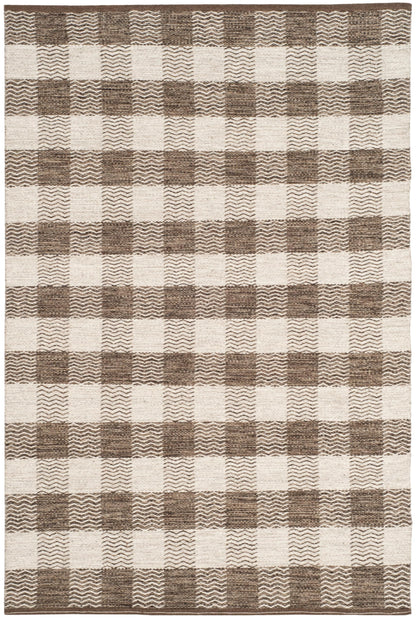 SAFAVIEH Kilim Collection Area Rug - 6' x 9', Light Grey & Brown, Flat Weave Wool Design, Ideal for The Living Room, Dining Room, Bedroom (KLM351A-6)
