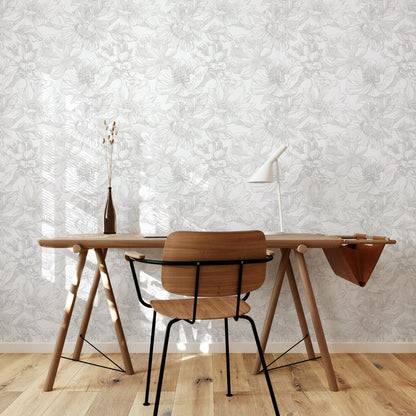 Ismoon Large Floral Peel and Stick Wallpaper Boho White/Grey Contact Paper 17.3inx6.5ft Removable Self Adhesive Bedroom Cabinet Mural Wall Decor Vinyl Roll