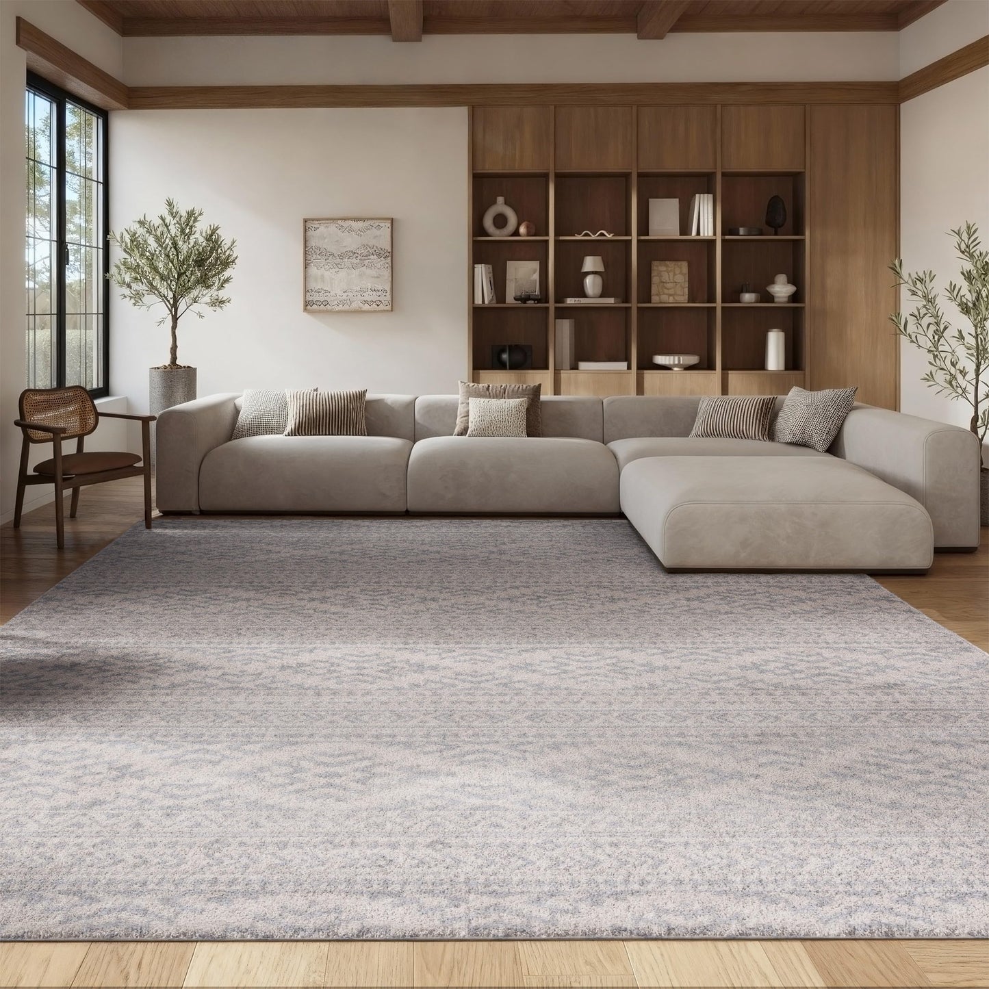 SAFAVIEH Area Rug 9x12 - Tulum Collection - Large - Ivory & Light Grey, Moroccan Boho Tribal Design, Non-Shedding & Easy to Clean, Ideal for Living Room, Bedroom, Dining Space (TUL272G)
