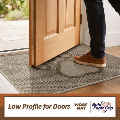 Bald Eagle Grip Dog Paw Doormats 20''x32'' for Dirty Paws, Washable Entryway Rugs Floor Mats Dirt Trapper with TPR Backing, Absorbent Low Profile Door Mat for Front Door, Hallway, Entryways, Beige