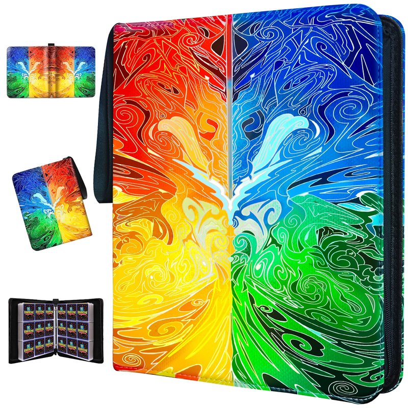 Trading Card Binder for TCG Cards, 9-Pocket Portable Card Collector Ablum Holder Book Fits 900 Cards with 50 Removable Sleeve, Waterproof BKM Card Binder Display Storage Carrying Cases for TCG-Totem