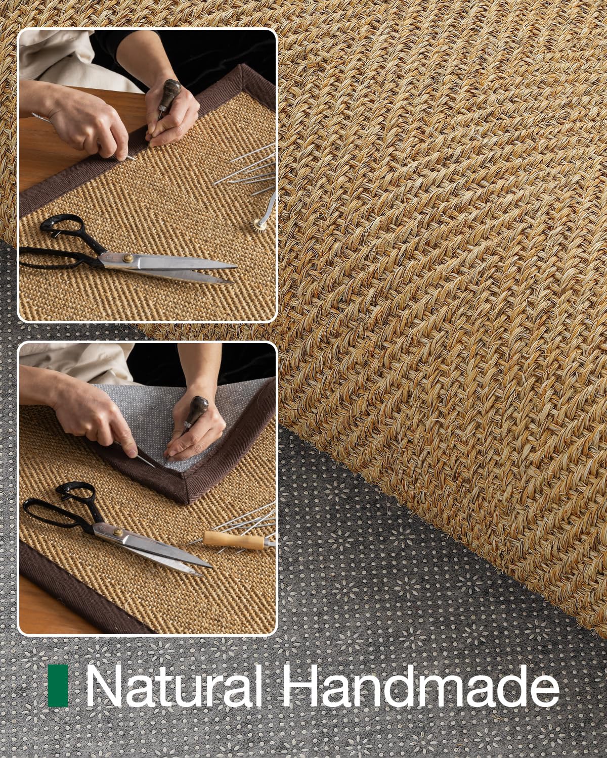 LUMI 2x7 Sisal Runner Rug Non Slip for Hallway, Natural Rustic Carpet No Shedding, Farmhouse Braided Area Mat Indoor High Traffic for Living Room, Entryway, Kitchen, Laundry