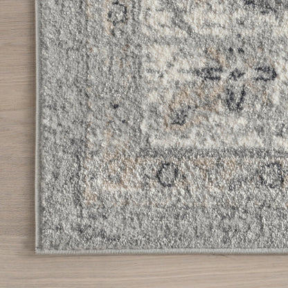 Nuloom Gena Light Grey/Ivory, 4' x 6', Distressed Medallion, Soft and Cozy, High Traffic, Stain Resistant, Easy Clean, Durable Area Rug for Bedroom, Living Room, Dining Space, Den, Foyer, Entryway