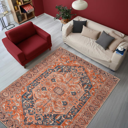 Keen Home Design 48"x72" Rug - Machine Washable Area Rug with Non-Slip Backing, Ideal for Living Room, Dining Room, Bedroom - Vintage, Easy Clean, Durable, Low Pile Rug - (4' x 6')