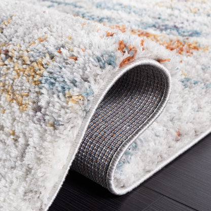 SAFAVIEH Area Rug 8x10 - Berber Shag Collection - Large - Blue Rust & Ivory, Modern Design, Non-Shedding & Easy Cleaning, Plush Thick Pile, Ideal for Living Room, Bedroom, Dining Space (BER577A)