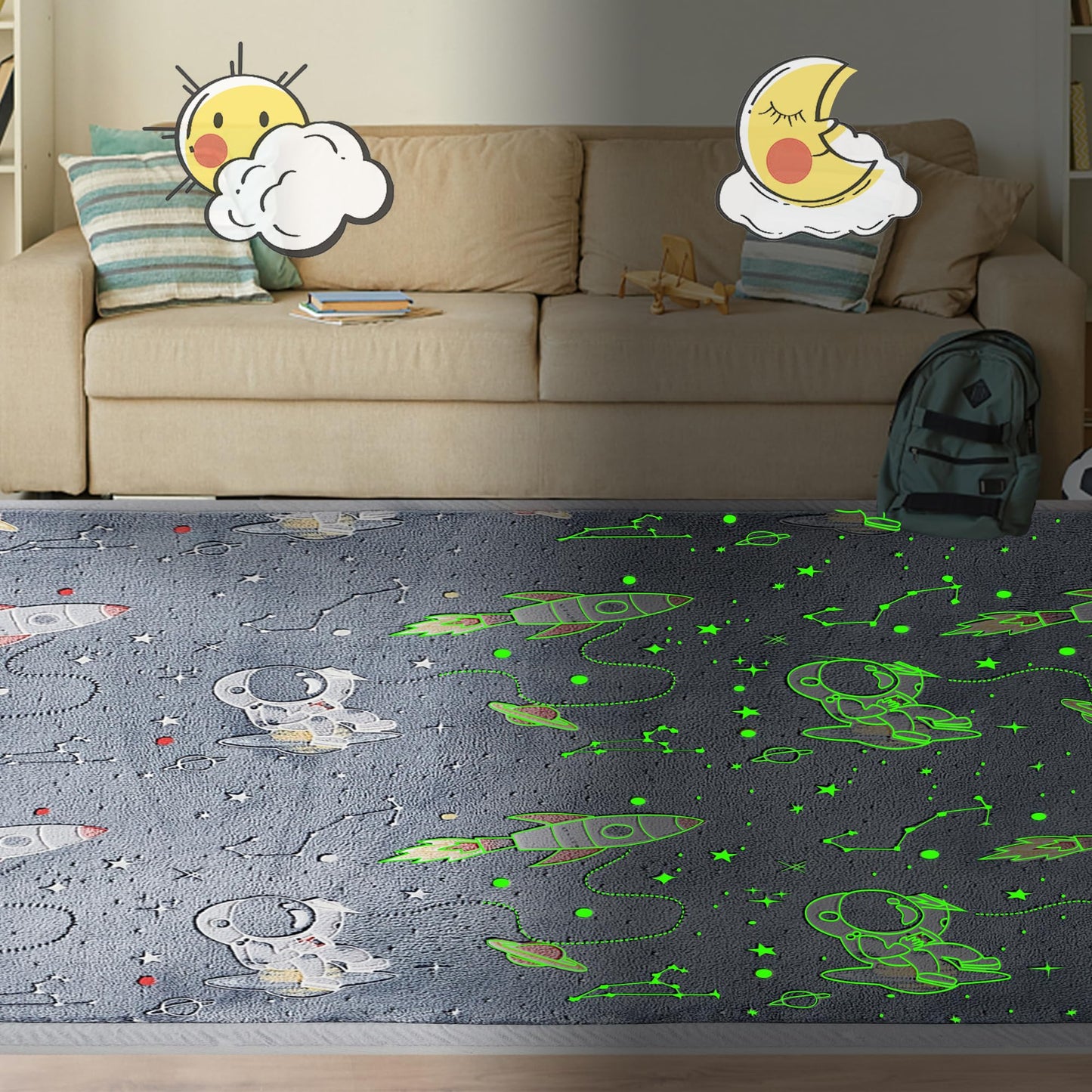 MAXYOYO Play Mat, 1.2" Thick Memory Foam Soft Padded Carpet with Non-Slip Backing, Japanese Tatami Rug Living Room for Kids Toddler Children Nusery