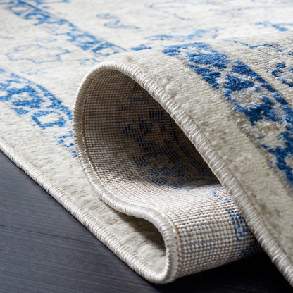SAFAVIEH Brentwood Collection Area Rug - 9' x 12', Beige & Blue, Medallion Distressed Design, Non-Shedding & Easy Care, Ideal for High Traffic Areas in Living Room, Bedroom (BNT852C)