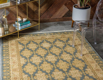 Unique Loom Edinburgh Collection Area Rug - Zinnia (3' 3" x 5' 3" Rectangle, Blue/ Beige)