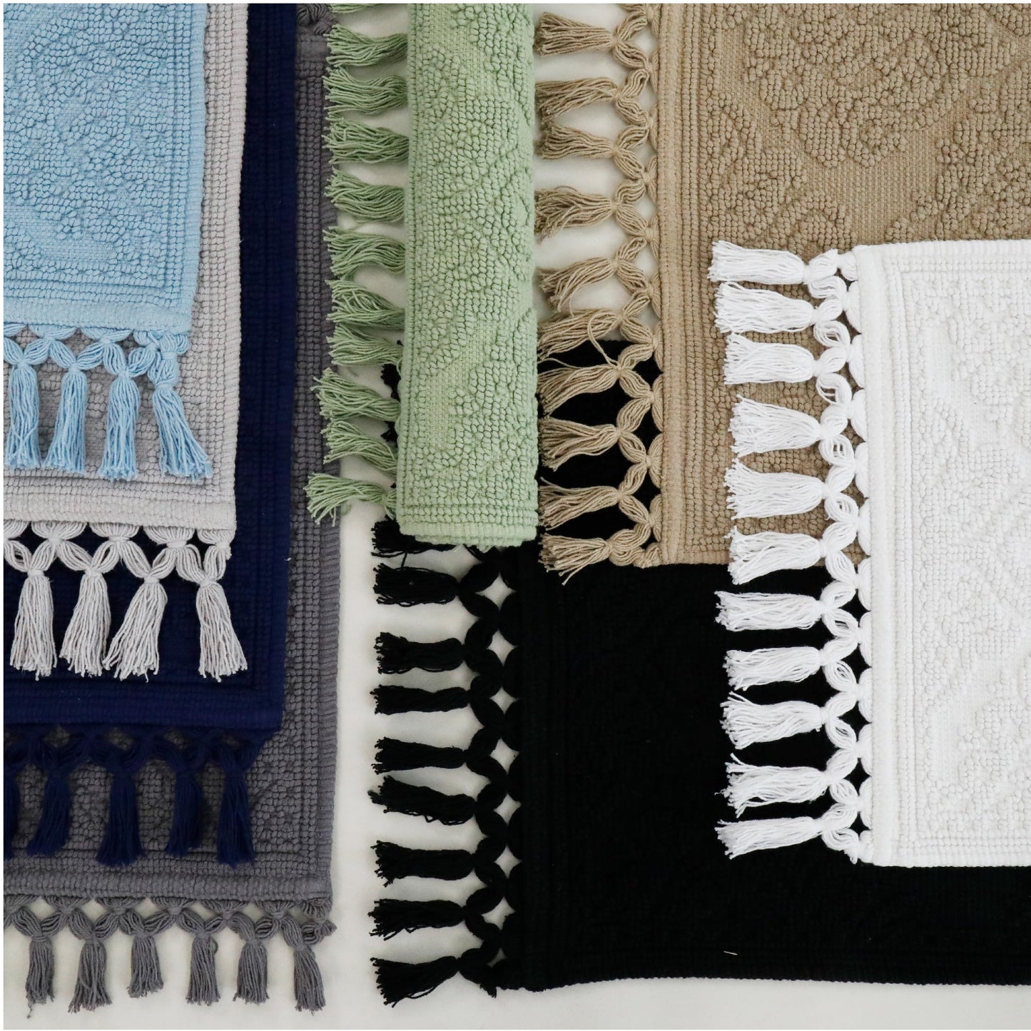 Jean Pierre - Ricardo Bath Mat, Woven Fringe Bathroom Rugs, 100% Cotton, Premium Bathroom Decor - Measures 17" x 31" - Black