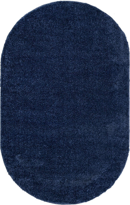 Unique Loom Solo Collection Area Rug - Calabasas (3' 3" x 5' 3" Oval, Navy Blue)