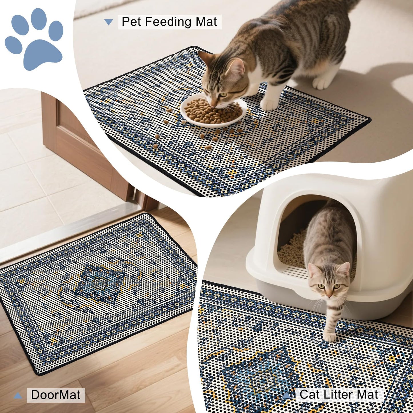Hedgeink Cat Litter Mat 26.8"x46.5" Double Layer Waterproof Litter Box Mat Washable Litter Trapping Mat