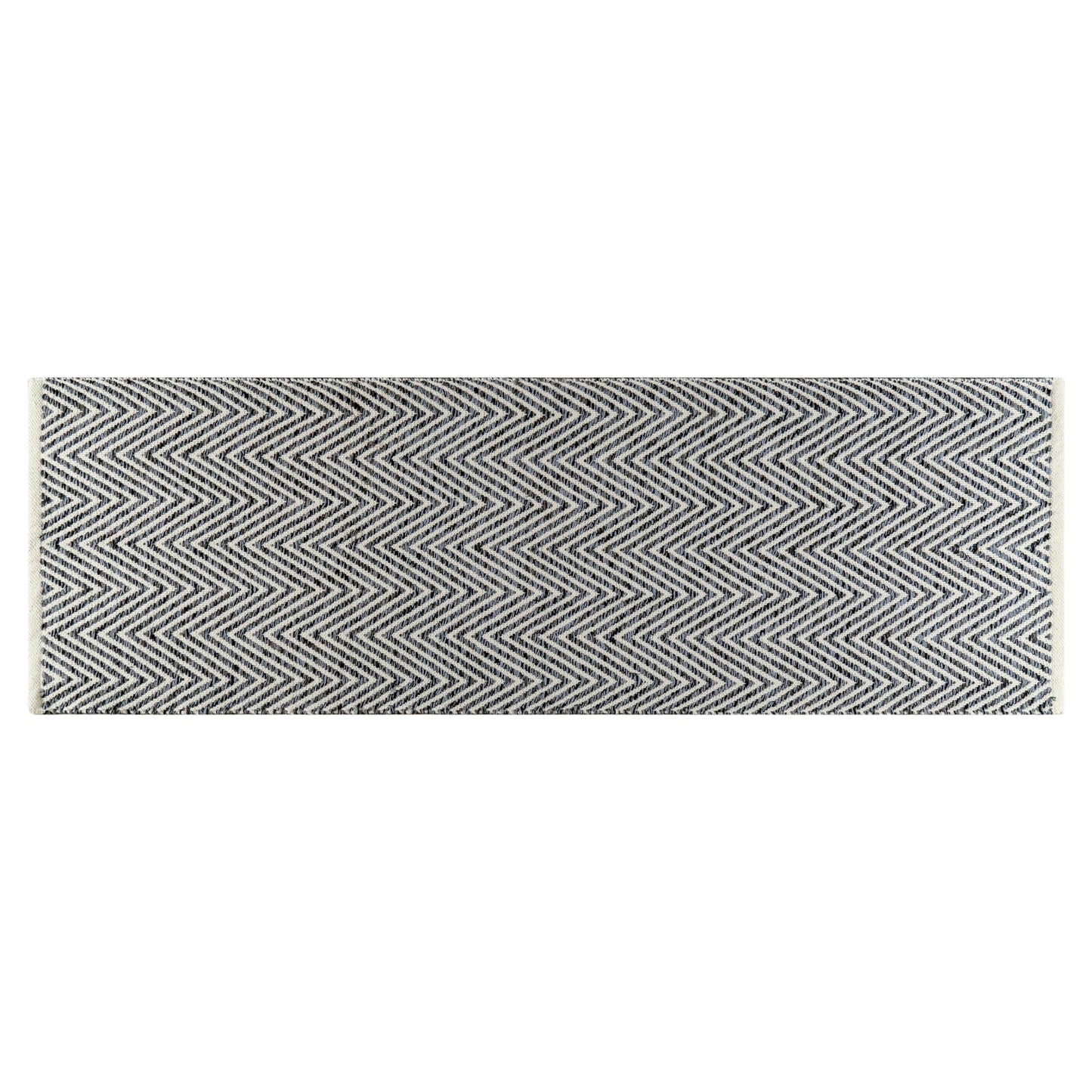 Cotton Chevron Hand Woven Area Runner Rug 2x6 Feet - Charcoal, Farmhouse Decorative Floor Runners Ideal for Hallways, Kitchen, Bedroom | Nursery Durable Geometric Reversible Living Space Patio Mats