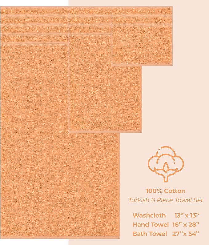 American Soft Linen Luxury 6 Piece Towel Set, 2 Bath Towels 2 Hand Towel 2