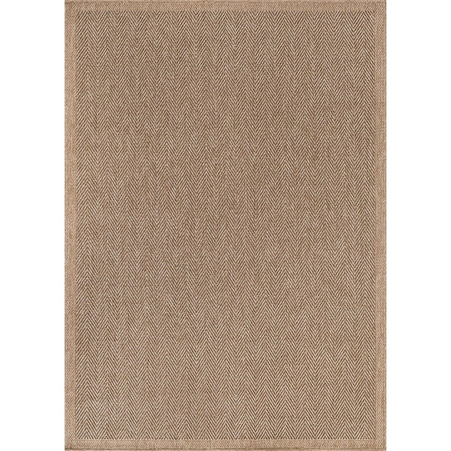 CAMILSON Easy Jute Rug 4x6, Indoor Outdoor Natural Color Fiber Area Rugs for Living Room Patio and Kitchen Rug Herringbone Seagrass Woven Design Easy - Cleaning Washable Outside Carpet Alfombras 4 x 6