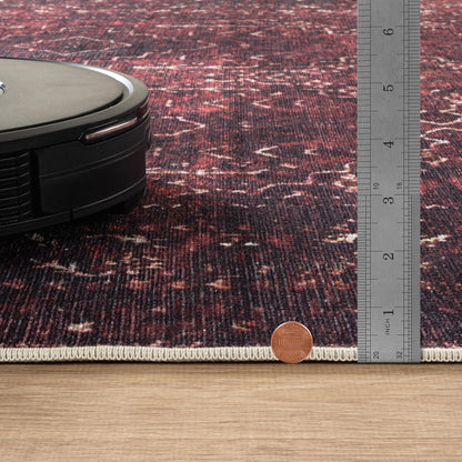 Bloom Rugs Washable Non-Slip 3' x 5' Rug - Dark Red Traditional Bordered Area Rug for Living Room, Bedroom, Dining Room, and Kitchen - Exact Size: 3' x 5'