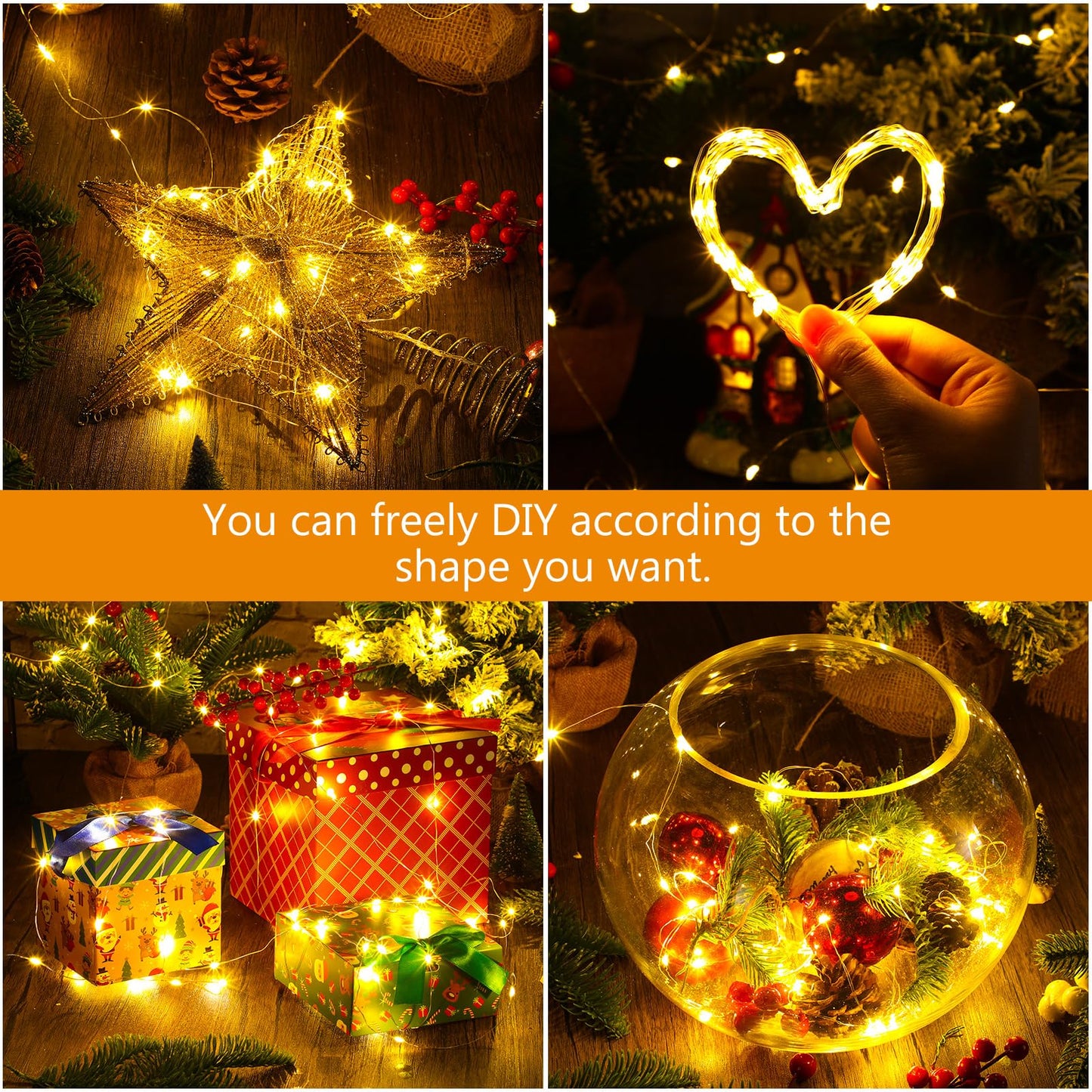 Macarrie 6 Pcs Warm White Fairy Lights USB Powered 16 ft 50 LED String Lights Plug in for Indoor Outdoor Bedroom DIY Party Wedding Home Festival Tree Garden Xmas Decoration