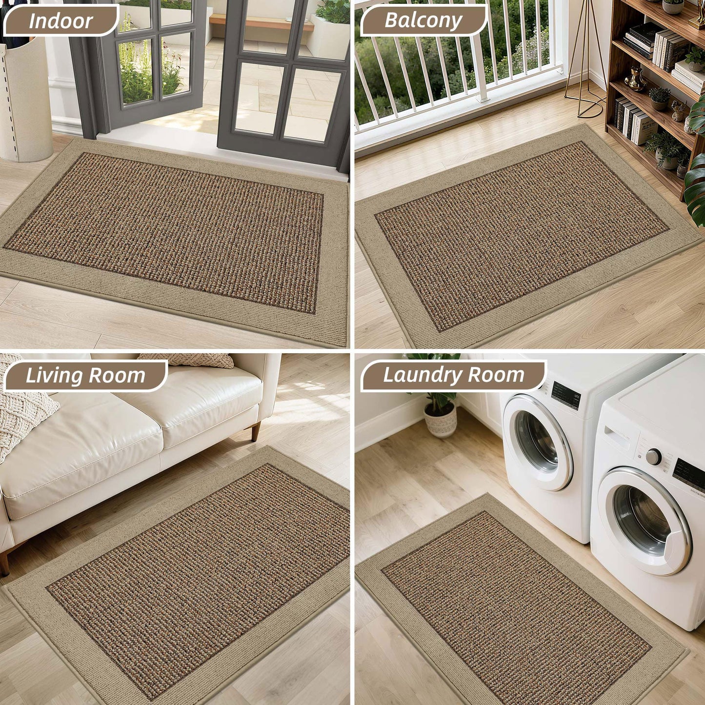 BEQHAUSE Indoor Door Mat 32" x 48", Dirt Trapper Door Mats Non-Slip Entryway Rugs Washable, Trap Dirt Absorbent Welcome Mat, Low Profile Floor Mats for Front Back Door and Entryway, Taupe