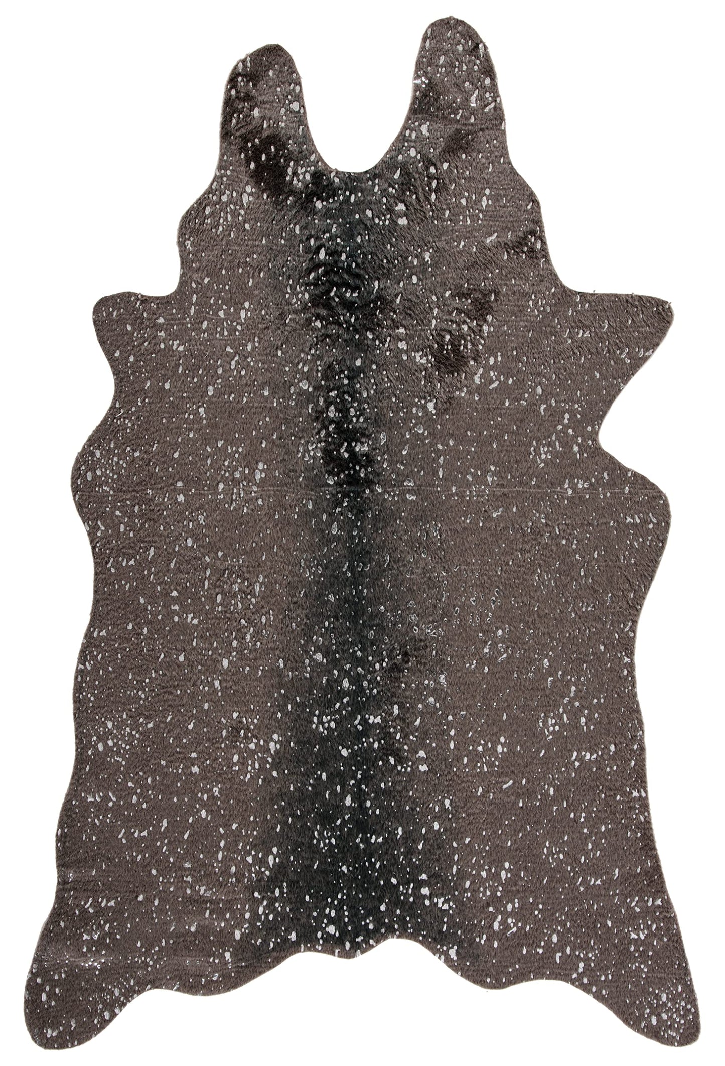 SAFAVIEH Faux Cow Hide Collection 5' x 6' 5" Dark Grey/Silver FCH206H Rustic Western Boho Living Room Dining Bedroom Area Rug