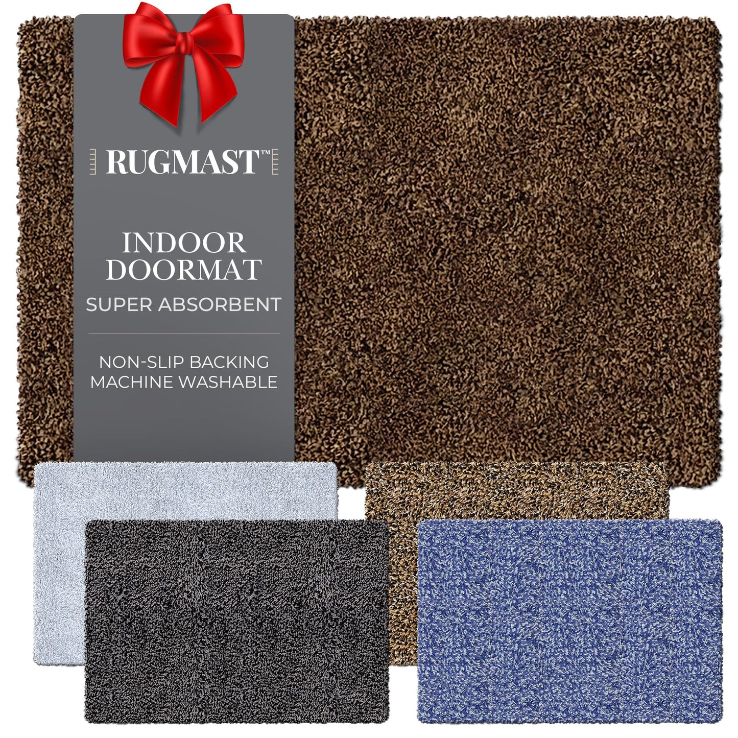 RugMast Premium Microfiber Indoor Door Mat – 20"x30" Washable Entry Mat, Non-Slip, Waterproof Backing, Super Absorbent, Low Profile Entryway Doormat for Indoor Entrance