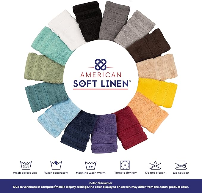 American Soft Linen Luxury 4 Piece Bath Towel Set, 600 GSM 100% Cotton Turkish