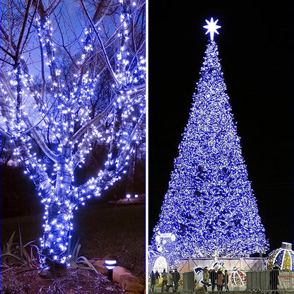 KNONEW 403ft 1000 LED String Lights Outdoor Christmas Light 8 Modes & Timer Fairy Lighting Plug in Waterproof for Xmas Yard Tree Wedding Party Holiday Decorations (Blue)