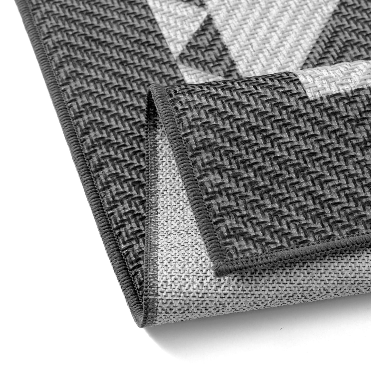 HUGEAR 5x7 Outdoor Rug Black/Grey Linen-Look Fabric Checkered Area Rug High Traffic Stain Resistant Easy Clean Durable Rugs for Indoor/Outdoor Patio Deck Balcony Porch Garden Courtyard
