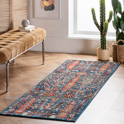 nuLOOM Dasilva Tribal Fringe Runner Rug, 2' 6" x 8', Blue