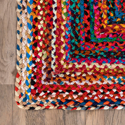 Nuloom Tammara Multicolor, 4' x 6', Hand Braided, Bohemian, Cotton, Soft and Cozy, High Traffic, Stain Resistant, Easy Clean, Durable Area Rug for Bedroom, Living Room, Dining, Den, Entryway