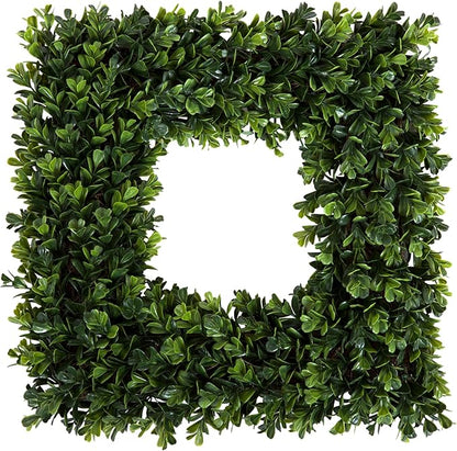 Pure Garden Boxwood Wreath - 16.5-Inch Square UV Resistant Artificial Spring, Summer, Fall or Winter Wreath - Outdoor/Indoor Wreaths for Front Door