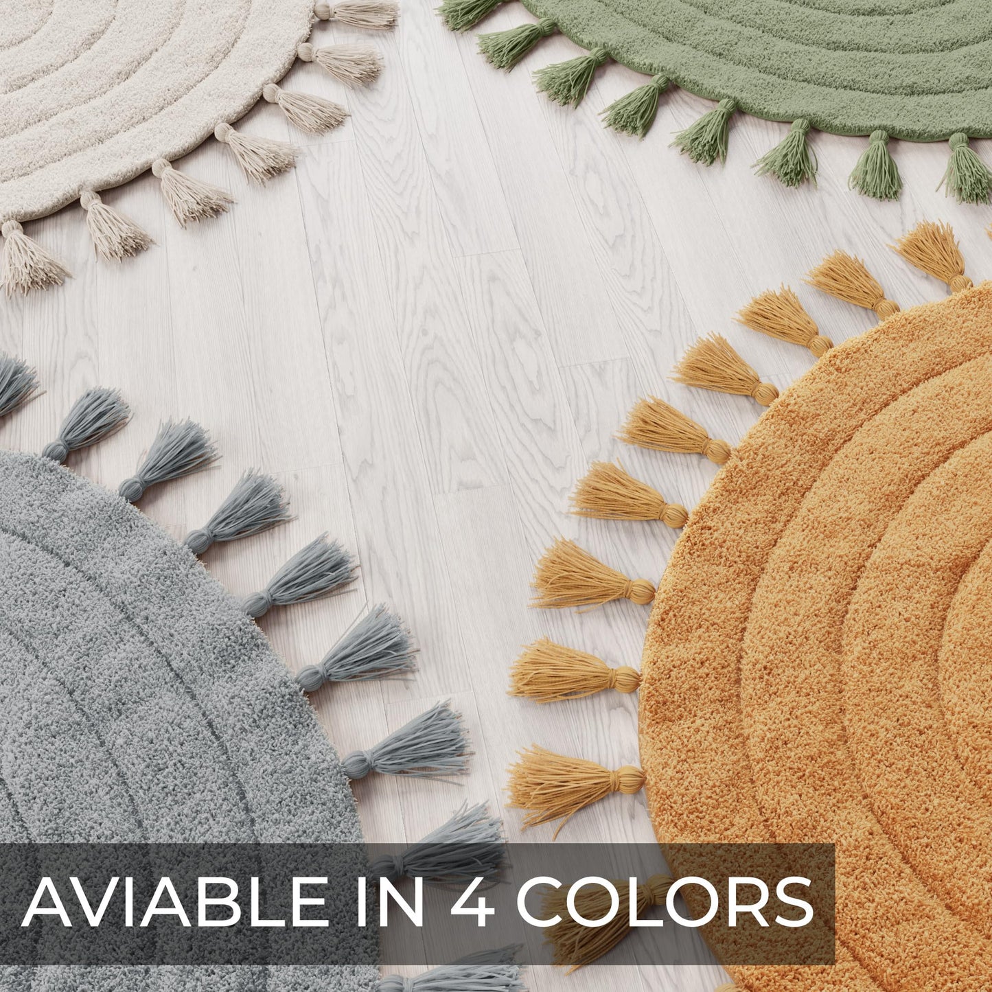 Beautiful Boho Rug with Tassels for Your Bathroom - Soft Half Circle 100% Cotton Mat Fits Perfectly Into Your Home - A Cute, Non-Slip and Absorbent Crochet Rug Ideal to Enhance Any Bath/Bedroom Decor