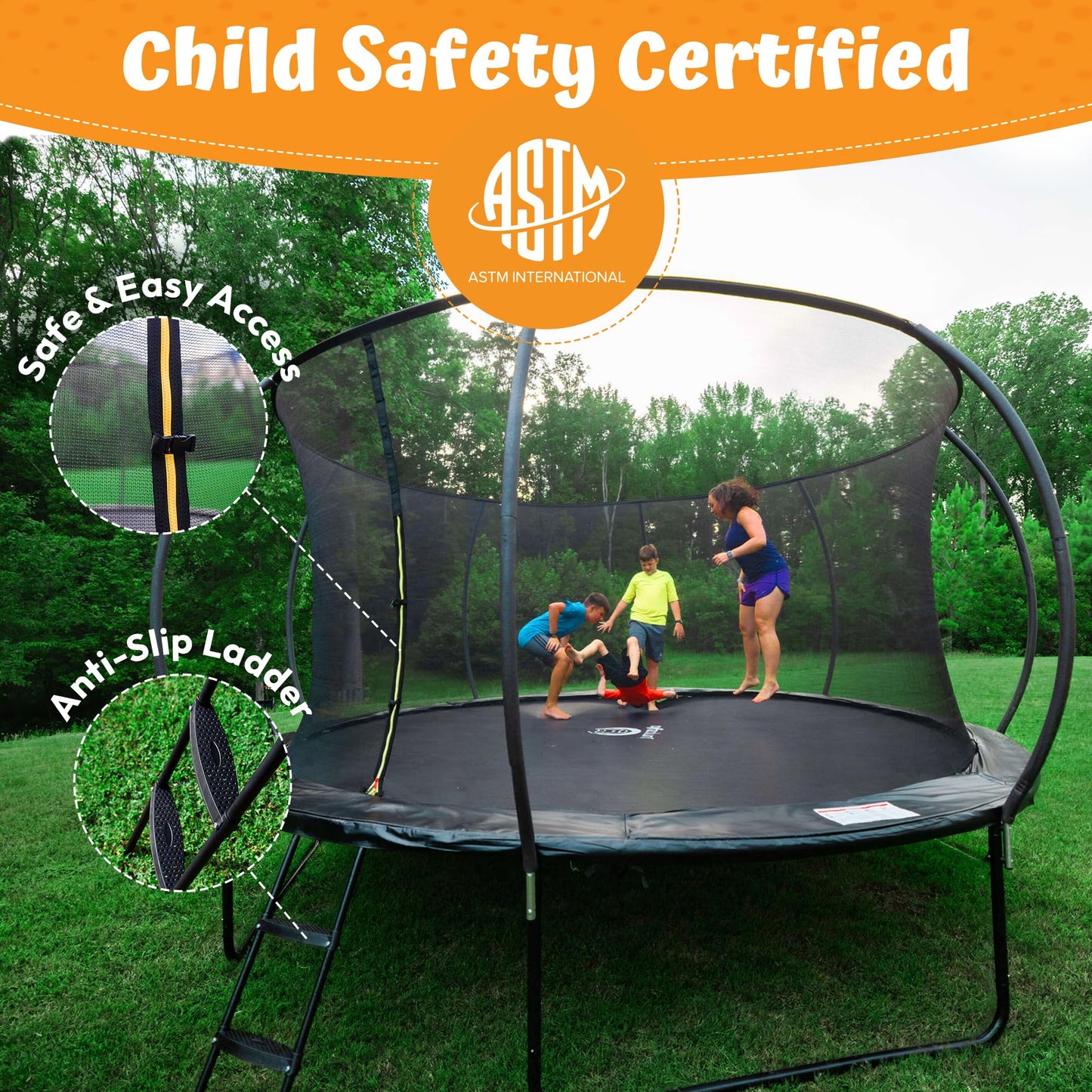 Jumpzylla Outdoor Trampoline with Net for Kids 8FT 10FT 12FT 14FT 15FT 16FT