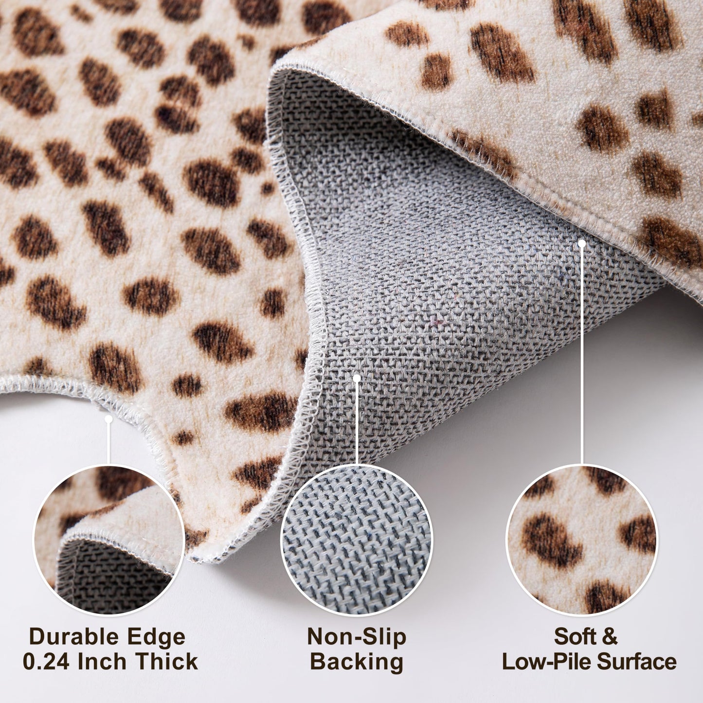 WARM HAVEN Leopard Print Rug, Cowhide 4.6x5.2 Feet Cheetah Print Faux Animal Skin Rug Cow Hide for Bedroom Animal Hide Cow Shaped Antelope Multicolor