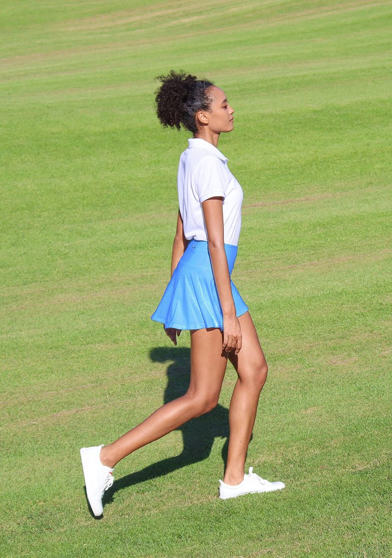 SANTINY Pleated Tennis Skirt for Women with 4 Pockets Women's High Waisted Athletic Golf Skorts Skirts for Running Casual (Light Blue_S)