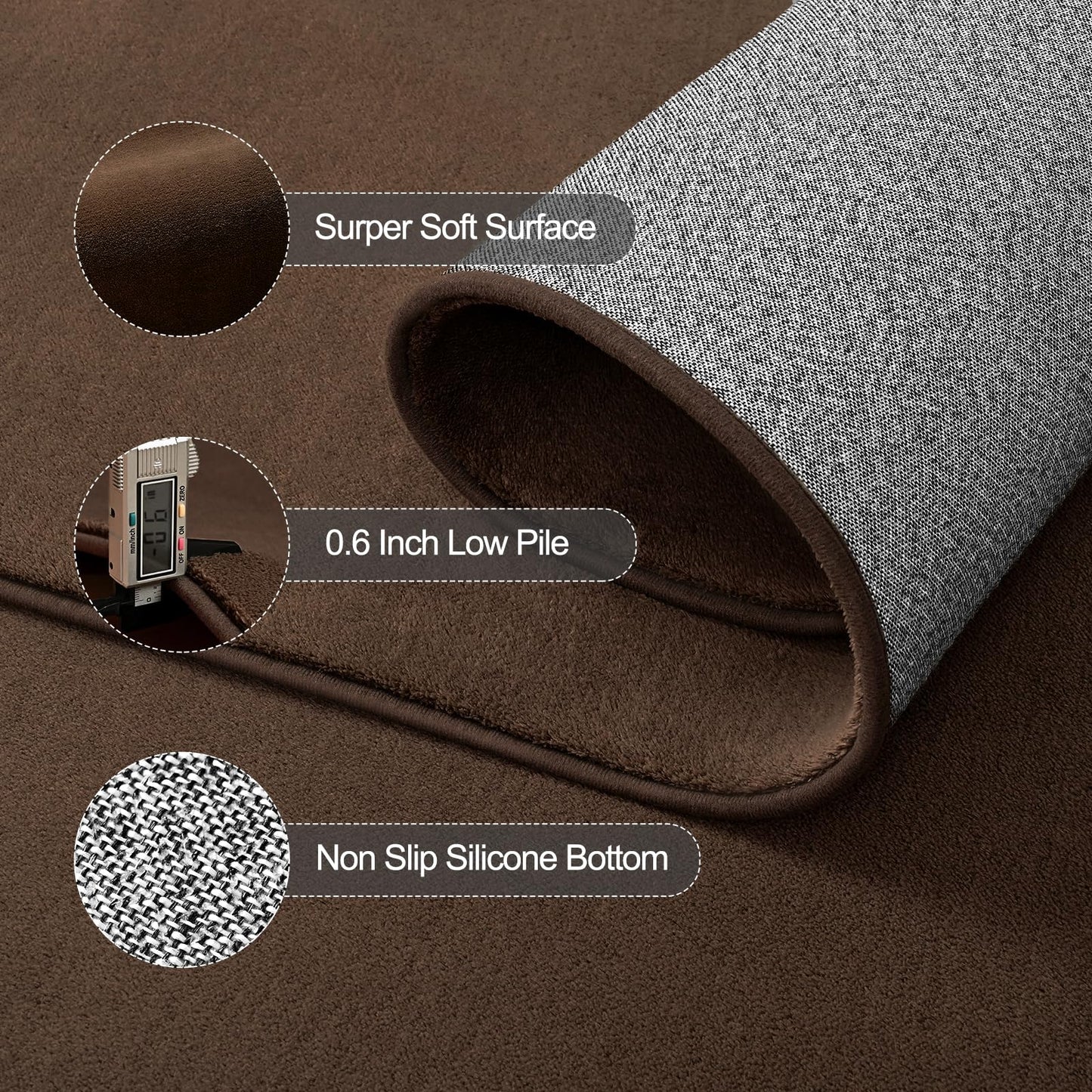 Vasofe 4x6 Area Rugs for Bedroom Living Room, Brown Rug Modern Thickened Memory Foam Throw Carpet, Super Soft Kids Boys Girls Room Rug, Non-Slip Washable Carpets for Dorm Nursery Classroom Office