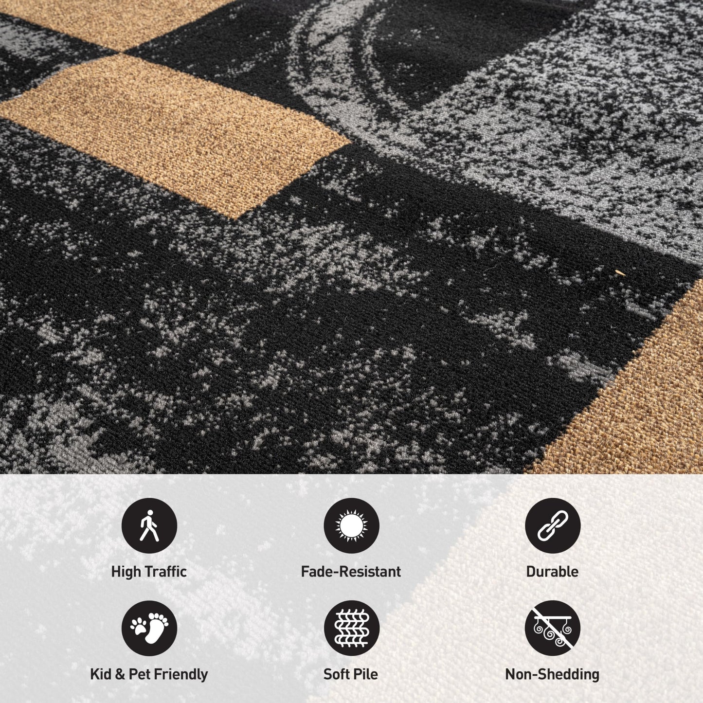 Rugshop Contemporary Circle Design Area Rug, Fade-Resistant Carpet for Living Room, Dining Room, or Home Office 2' x 3' Jute
