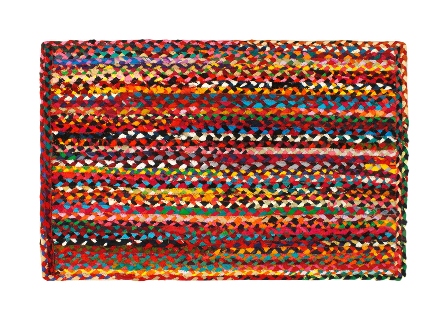 COTTON CRAFT Cotton Chindi Braid Rag Rug - Boho Farmhouse Rustic Area Accent Throw Rug - Handwoven Reversible Natural Recycled Cotton - Living Room Den Study Home Décor Gift - 2' x 3' - Multi Color