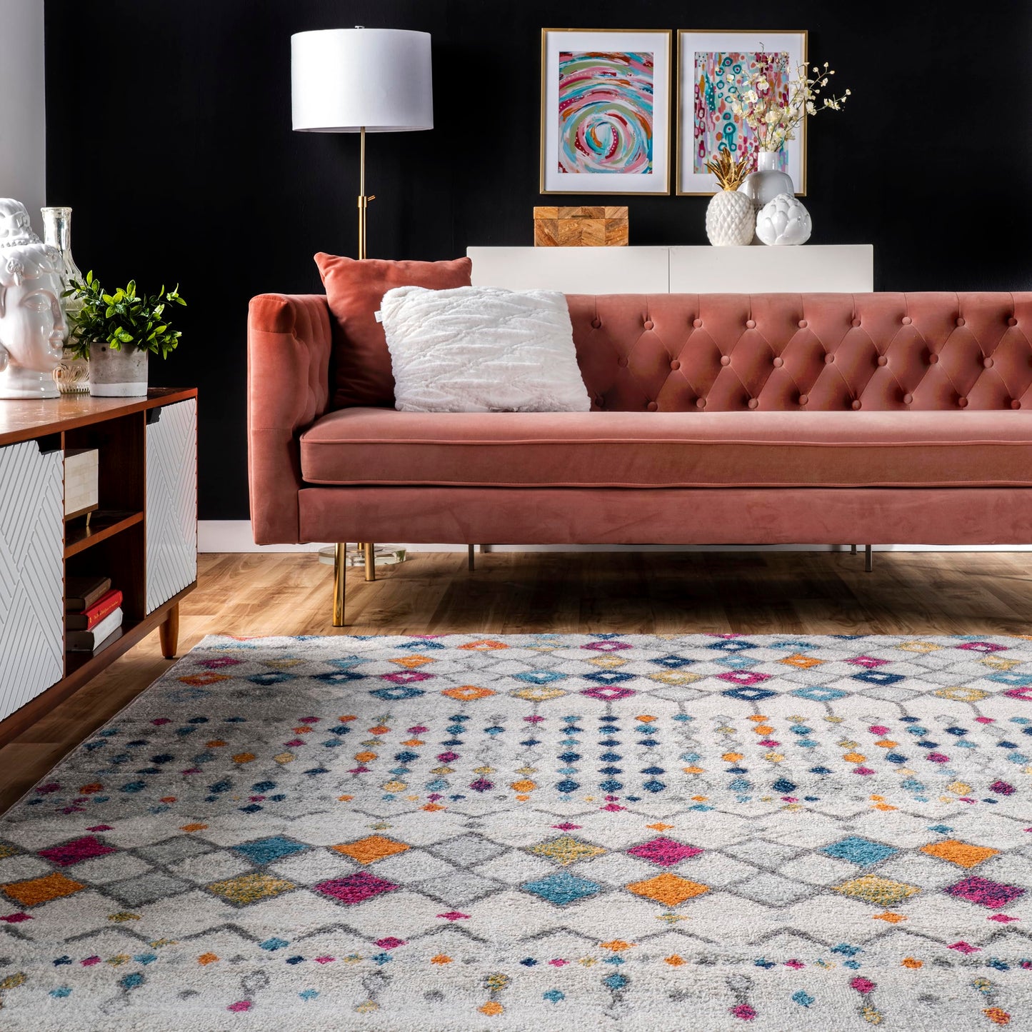 nuLOOM 4x6 Moroccan Blythe Area Rug, Multicolor, Faded Bohemian Design, Stain Resistant, For Bedroom, Dining Room, Living Room, Hallway, Office, Kitchen, Entryway