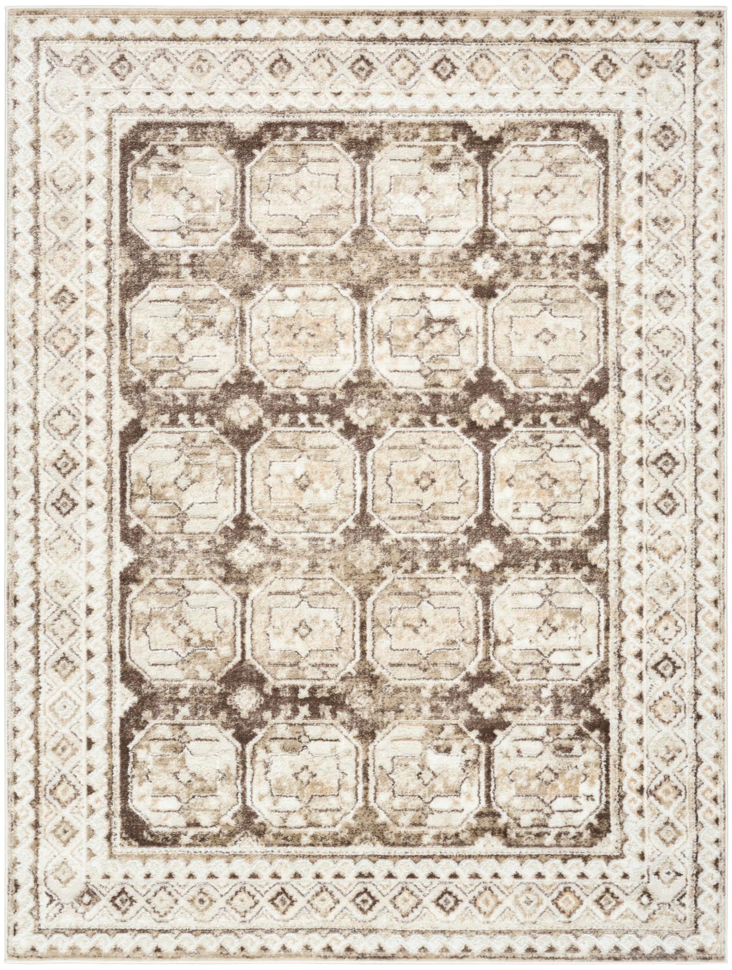 Nourison Home Dekor Ivory Brown 5'3" x 7' Area Rug - Easy Clean, Non Shedding, Bed Room, Living Room, Dining Room, Kitchen (5' x 7')