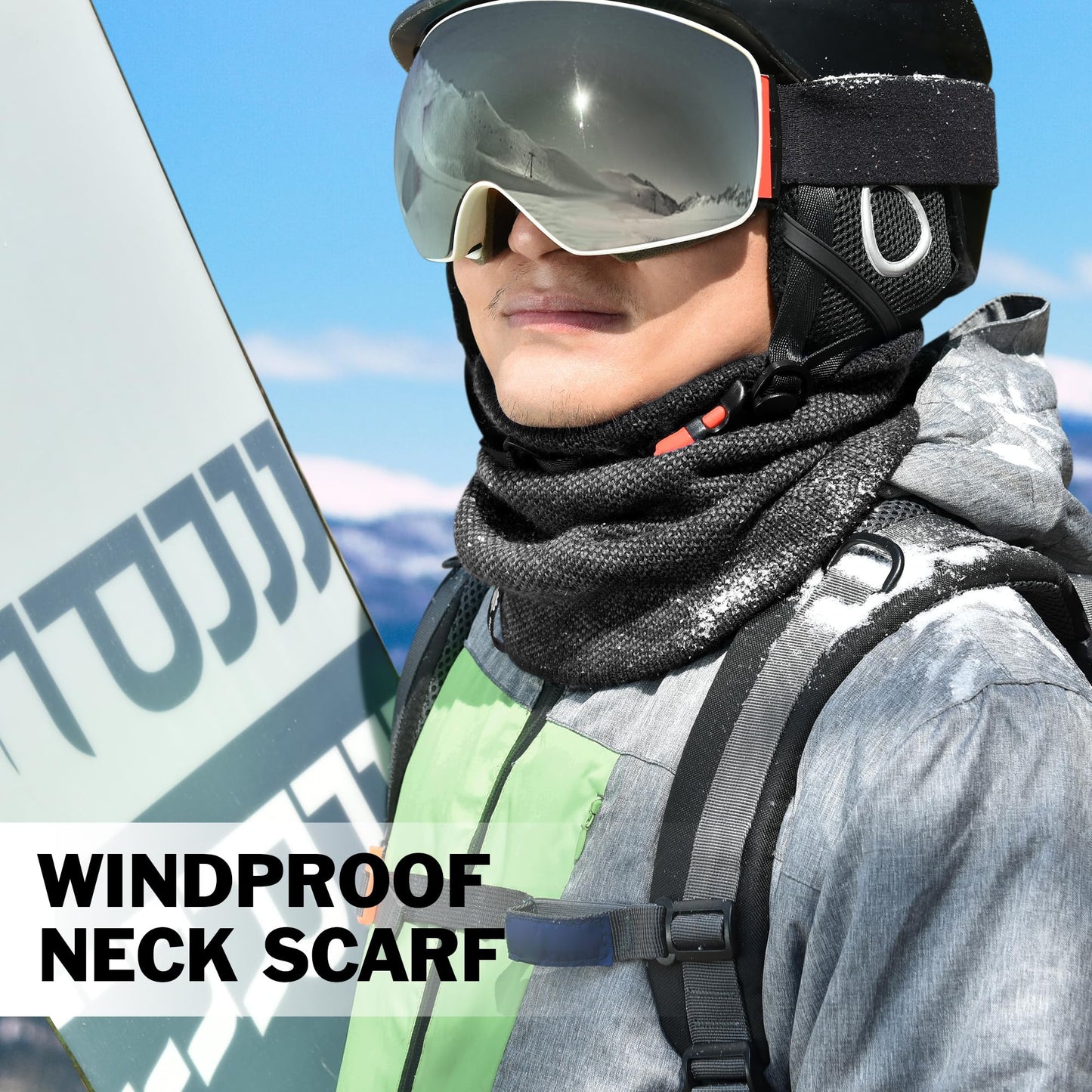 Botack Winter Neck Warmer Ski, Thick Fleece Warm Neck Gaiter Face Scarf for Men Women Skiing Cycling