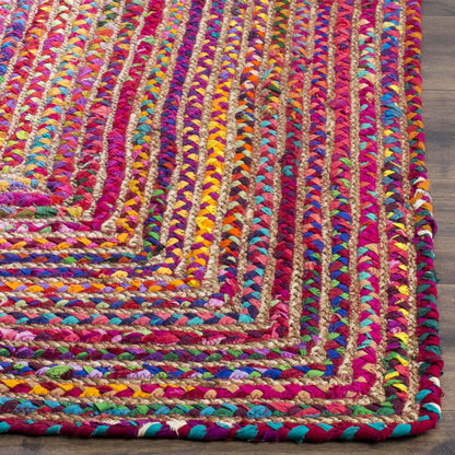 SAFAVIEH Area Rug 3x5 - Cape Cod Collection - Red & Multi, Handmade Jute & Cotton, Woven Braided Design (CAP202A)