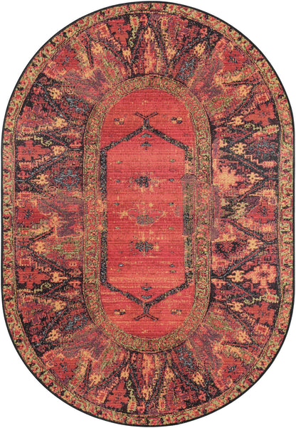 Unique Loom Outdoor Tribal Collection Area Rug - Quepos (4' 1" x 6' 1" Oval Multi/Black)