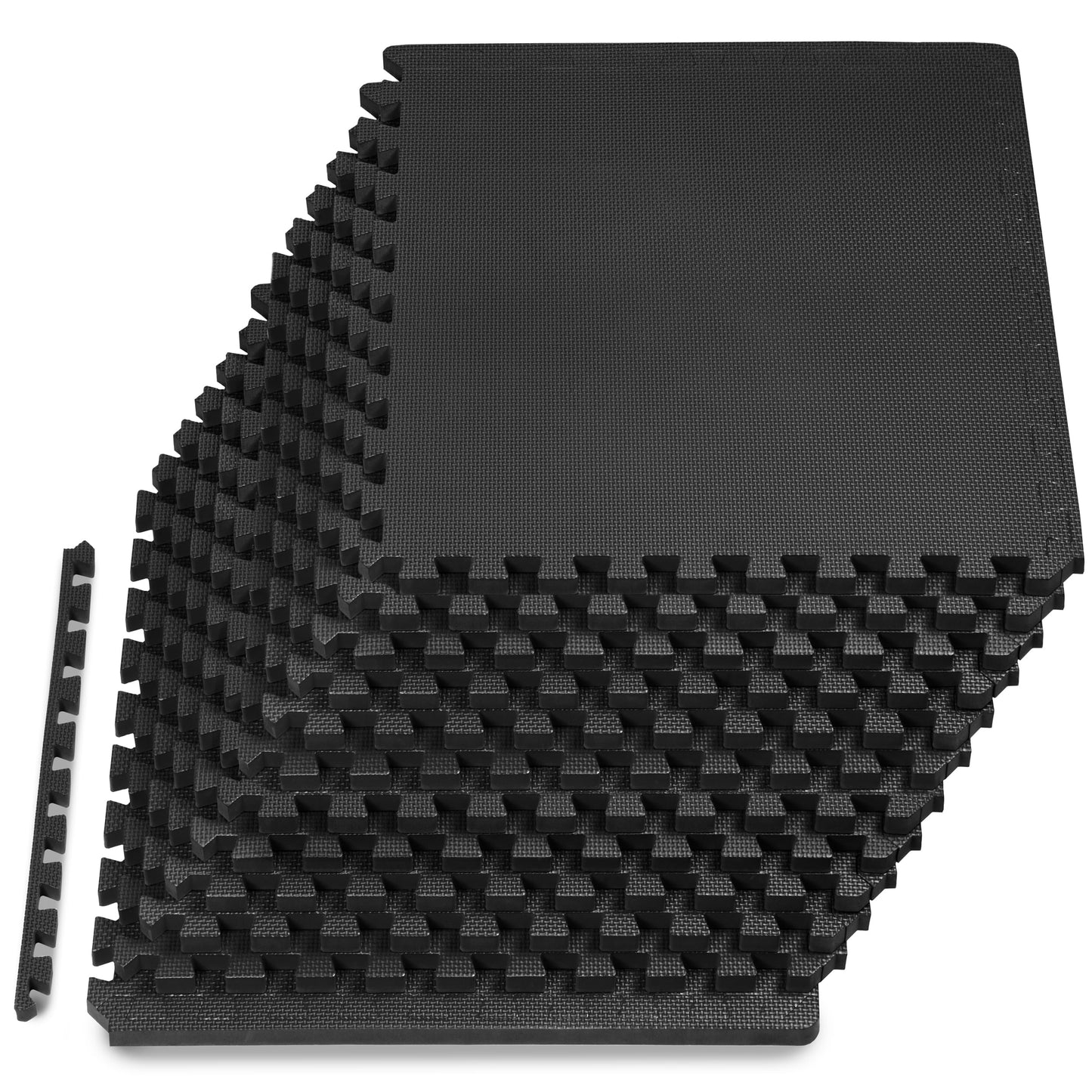 ProsourceFit Weaved Pattern Extra Thick Exercise Puzzle Mat 3/4-inch, EVA Foam Interlocking Tiles for Protective, Cushioned Flooring for Home and Gym Equipment; Black, 48 SQ FT, 12 Tiles