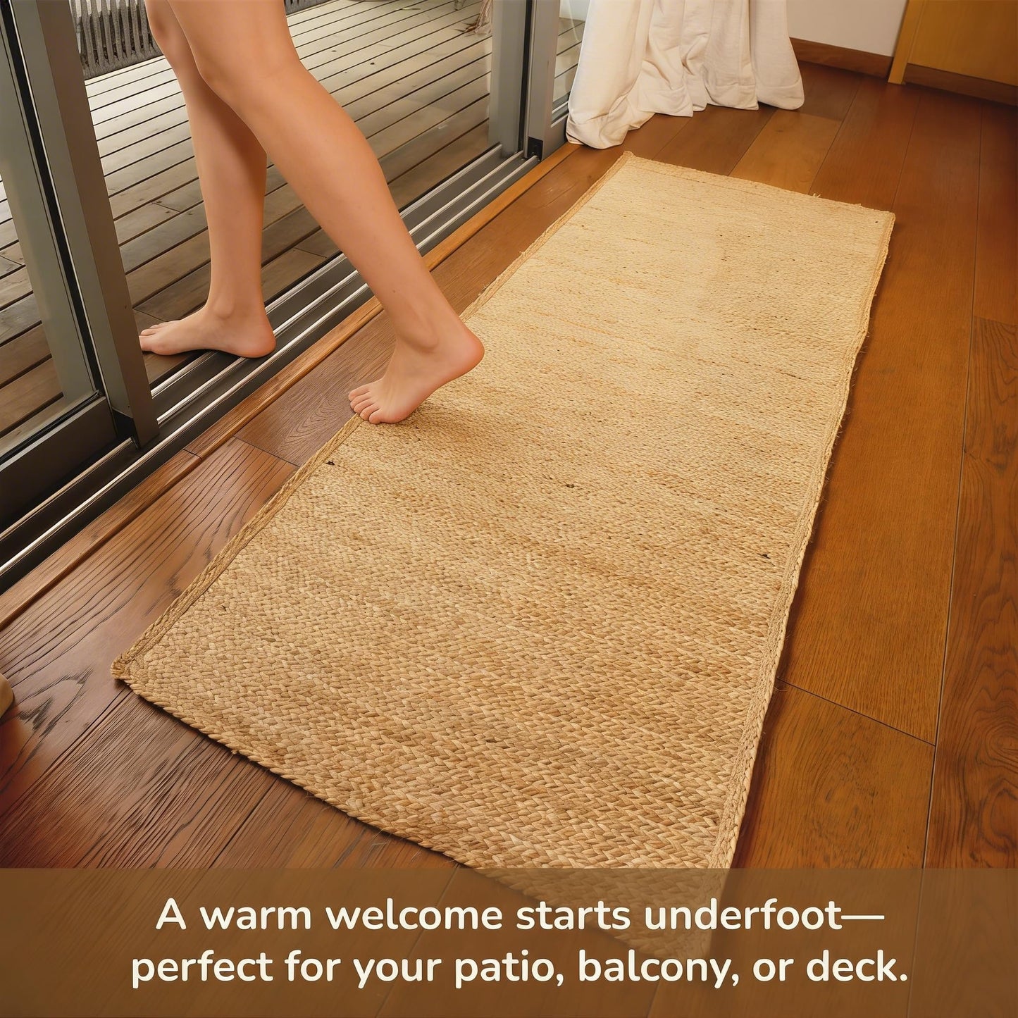Eco Living Jute Runner Rug 2x5, Handwoven Braided Jute Kitchen Runner Floor Carpet, Natural Jute Area Rug, Runners for Hallways, Kitchen, Entryway,Bedroom, Farmhouse Boho Indoor Outdoor Rug