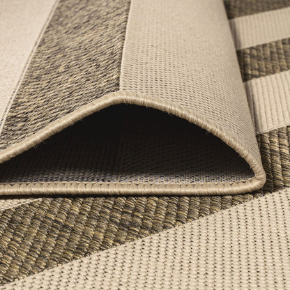 JONATHAN Y Wide Stripe Indoor Outdoor Area Rug 4X6 Beige/Brown, Aveiro for Backyard, Patio, Porch, Easy-Cleaning, High Traffic, Pet-Friendly, Non-Shedding (SMB112A-4)