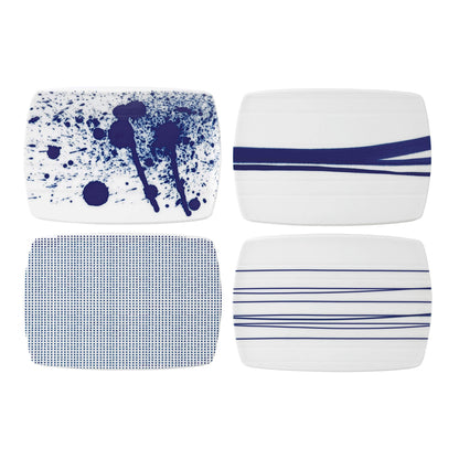 Royal Doulton Pacific Mixed Patterns Cheese Boards, 7.9", Blue/White, Set of 4